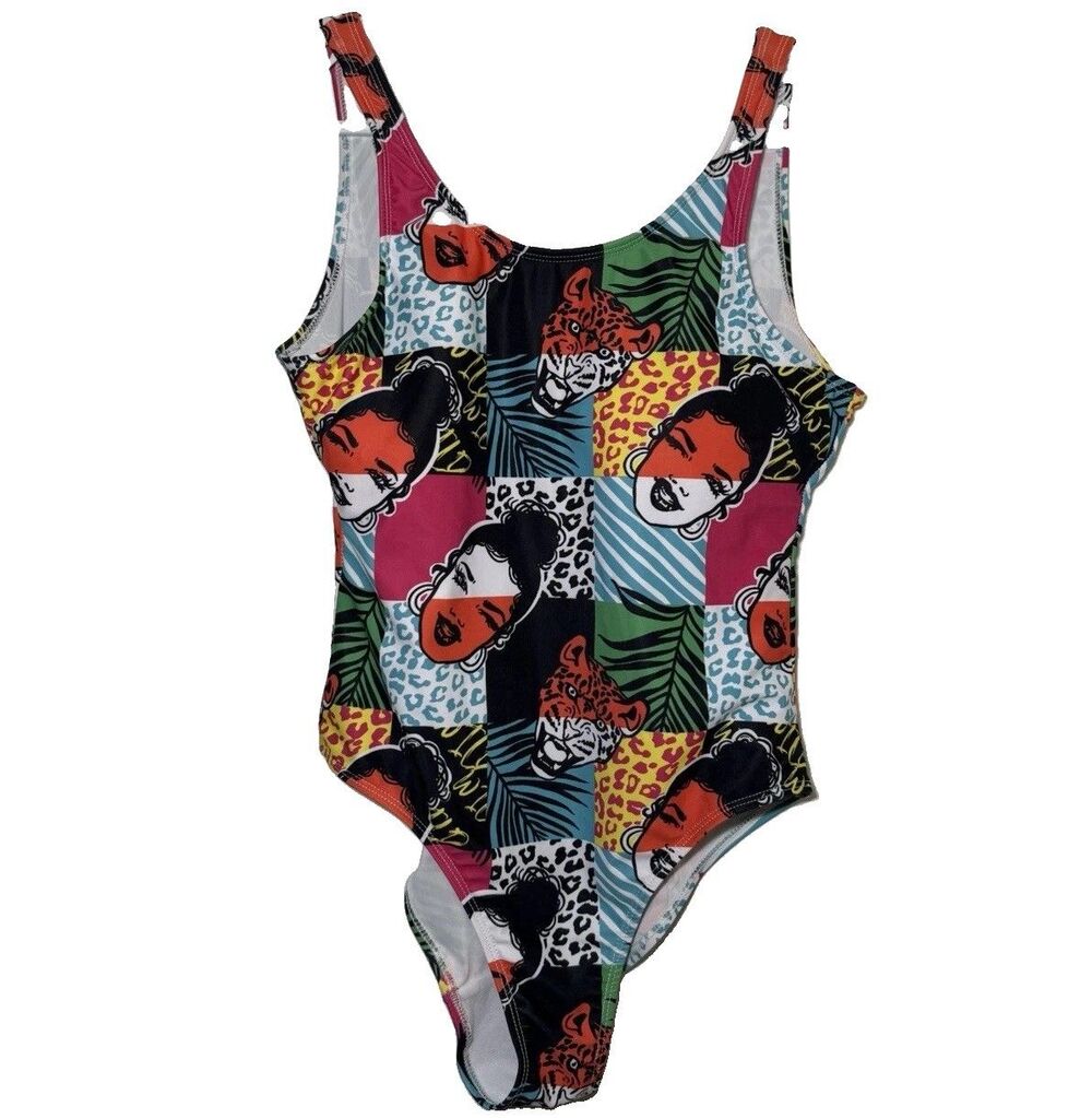 Izzy & Liv One Piece Swimsuit Women’s L Pop Art Jaguar Graphic Tropical Print